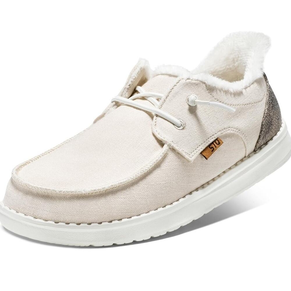 STQ Womens Loafer, Orthopedic Fur Lined Ultralight Boat Shoes, Arch Support Sz 6